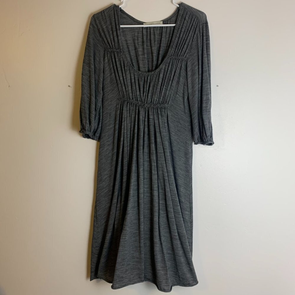 Susana Monaco Gray Ruched Quarter Sleeve Maxi Dress